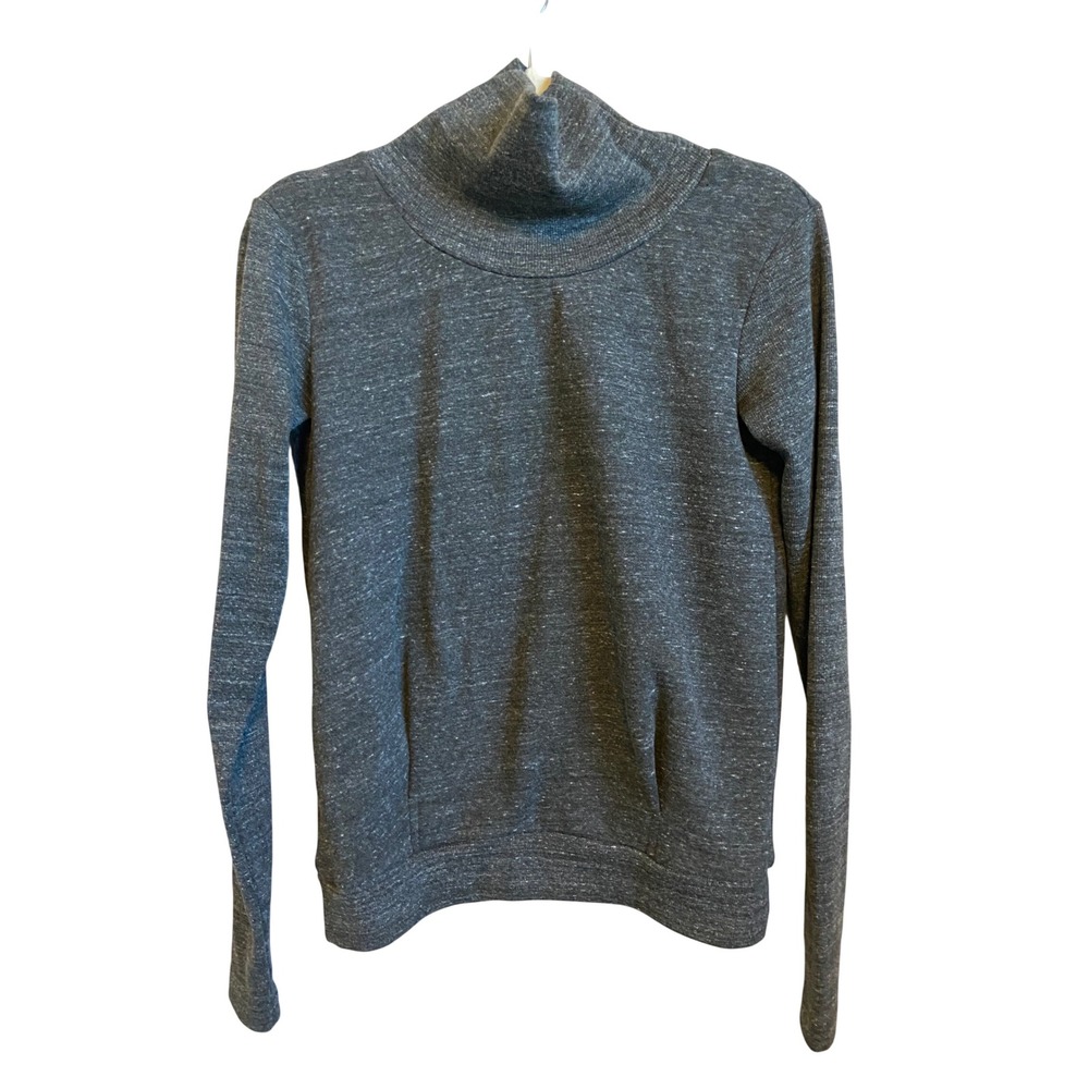 Alo Yoga Womens XS Funnel Neck Sweatshirt Charcoal Heather Gray Kangaroo Pocket